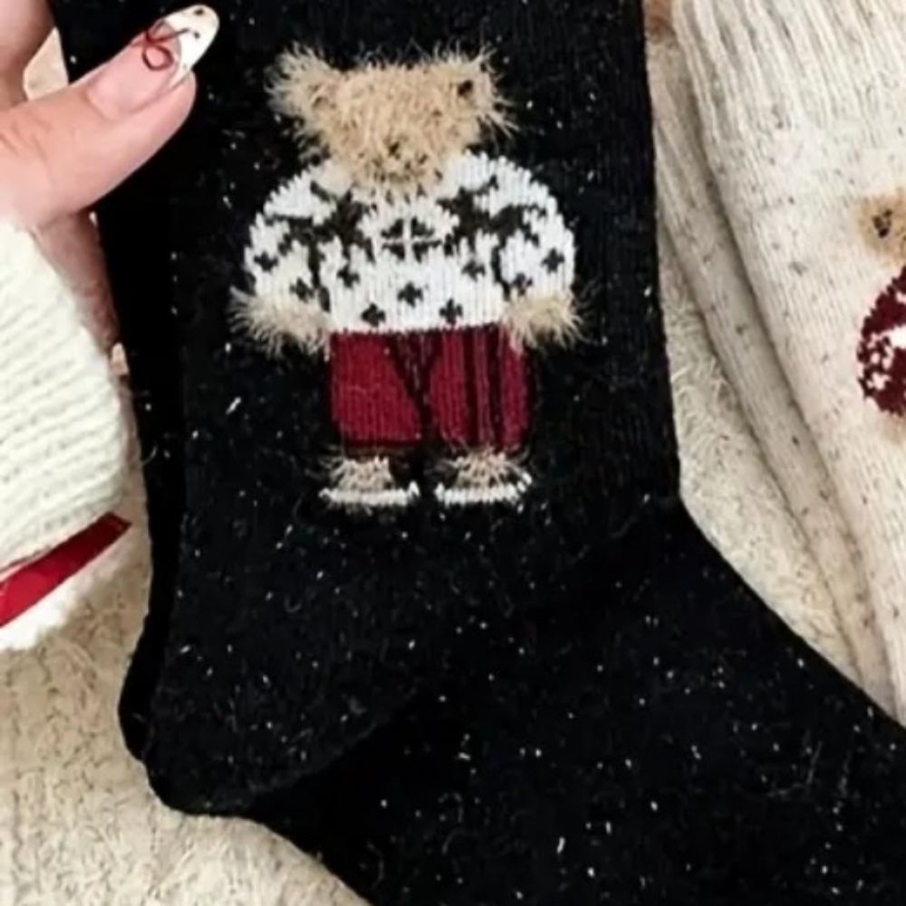 Polo RL 3 Pairs Cozy Bear Patterned  Socks - 2 Grey and 1 Black - Picture 9 of 9